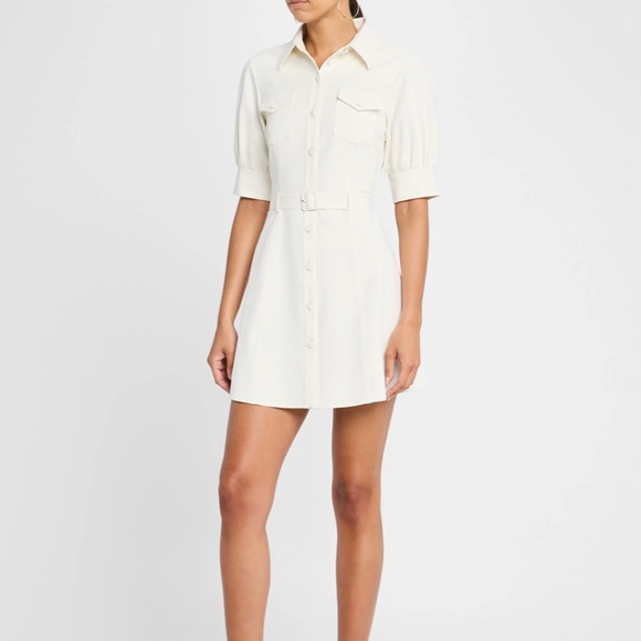 Cinq a Sept Zillah Puff-Sleeve Belted Mini Shirtdress - Picture 2 of 5